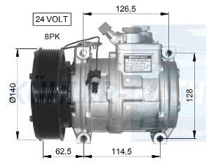 OEM Muadil ضاغط تكييف يونيفرسال – 140 mm · 8PK · 12V
